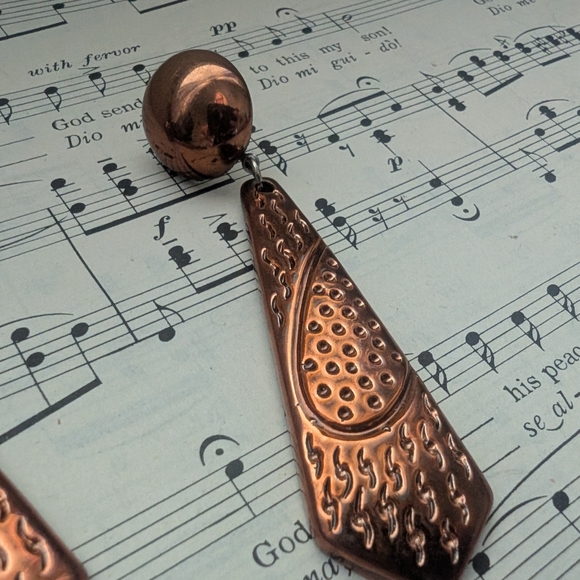 Copper Dangle Earrings - Picture 4 of 11
